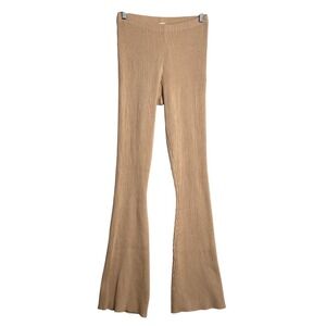 Bumpsuit Cozy Rib Flare Pants Maternity Womens XS Camel Tan Preppy Comfort